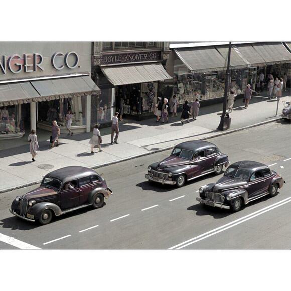 Vintage 40s 50s Hat Brown Felt w Beads and Sequins Doyle-Knower Utica - Hey Viv - Picture 7 of 8